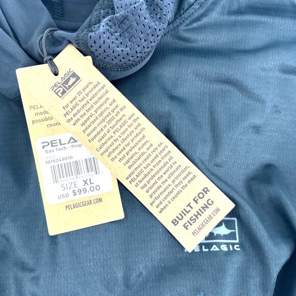 Pelagic Men's Tahiti Blue Exo Tech Hooded Fishing Shirt Size XL - Picture 4 of 9